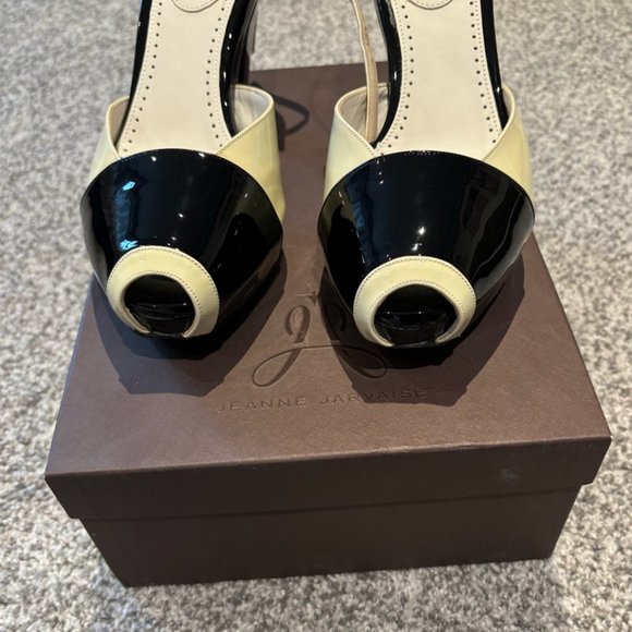 Jeanne Jarvaise Colorblock Peep Toe Strap Block Heels Size EURO 38 - Picture 8 of 8